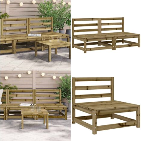 Sofás de jardín sin reposabrazos 2 uds madera pino 70x70x67 cm - Sofás de exterior - Sofás de madera