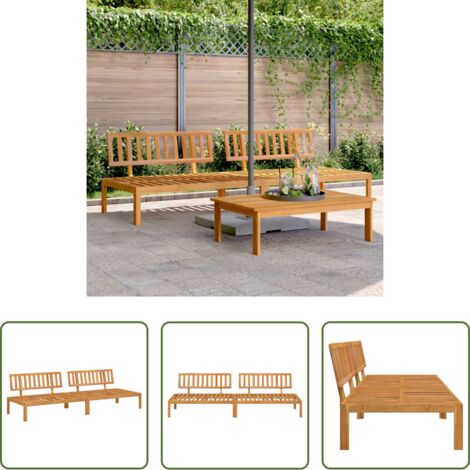 Sofás de jardín -  Sofás centrales palets de jardín 2 uds madera maciza de acacia