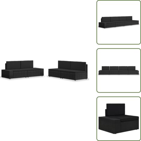 Sofás de jardín - vidaXL Juego de muebles de jardín 4 piezas ratán sintético negro - Muebles de exterior