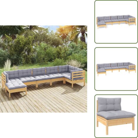Sofás de jardín - vidaXL Juego de muebles de jardín 7 pzas y cojines madera maciza pino - Muebles modulares
