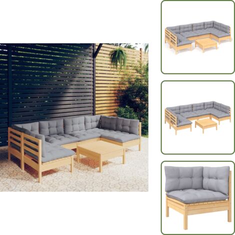 Sofás de jardín - vidaXL Juego de muebles de jardín 7 pzas y cojines madera maciza pino - Muebles modulares