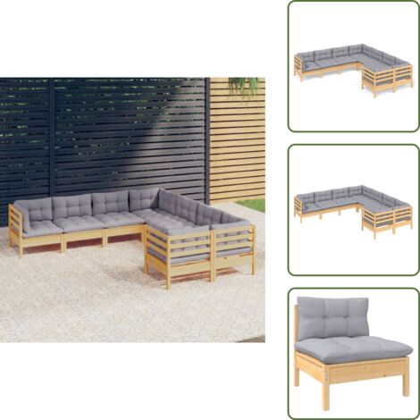 Sofás de jardín - vidaXL Juego de muebles de jardín 8 pzas y cojines madera maciza pino - Muebles modulares