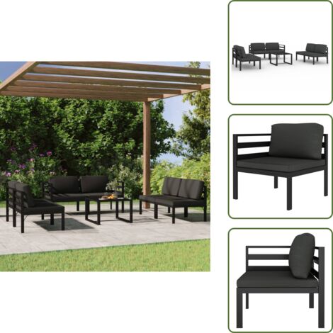 Sofás de jardín - vidaXL Set muebles de jardín 7 pzas y cojines aluminio gris antracita - Muebles modulares