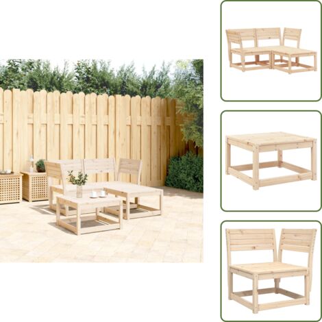 Sofás de pino - vidaXL Juego de sofás de jardín 3 piezas madera maciza de pino - Muebles de jardín