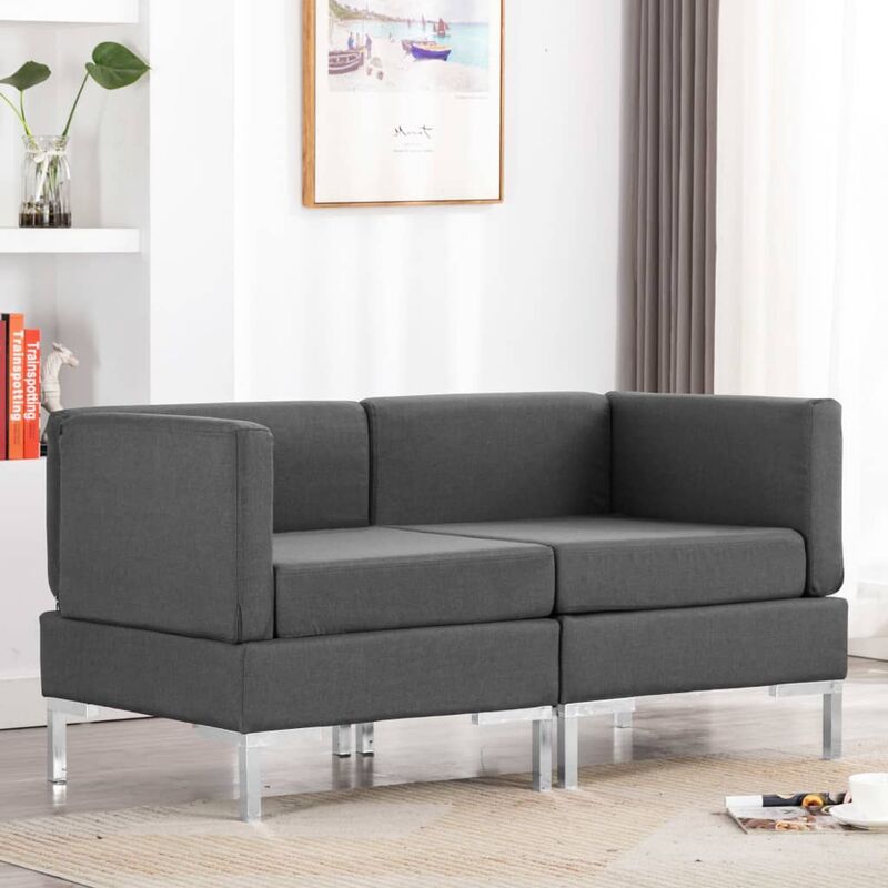 

Sofas esquineros seccionales 2 uds con cojines tela gris oscuro