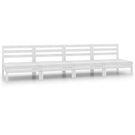 Sofas jardin central 4 piezas madera pino macizo blanco 020013304