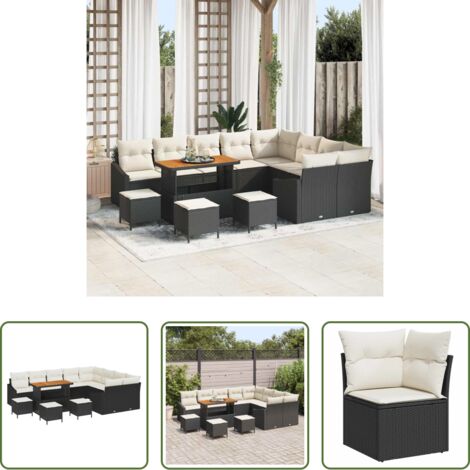 Sofás modulares -  Conjunto de sofás de jardín 13 pcs Negro ratán sintético