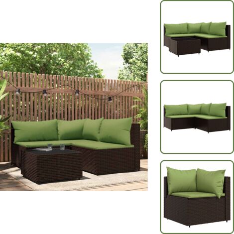 Sofás para patio - vidaXL Set muebles de jardín 4 piezas y cojines ratán sintético marrón - Muebles al aire libre