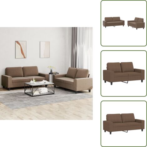 Sofás para sala - vidaXL Juego de sofás 2 piezas tela marrón - Sofás para relajarse