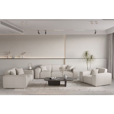 Sofaset Designersofa CELES PREMIUM 3-2-1 in Stoff Scala Hellbeige