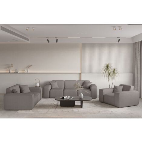 Sofaset Designersofa CELES PREMIUM 3-2-1 in Stoff Scala Taupe