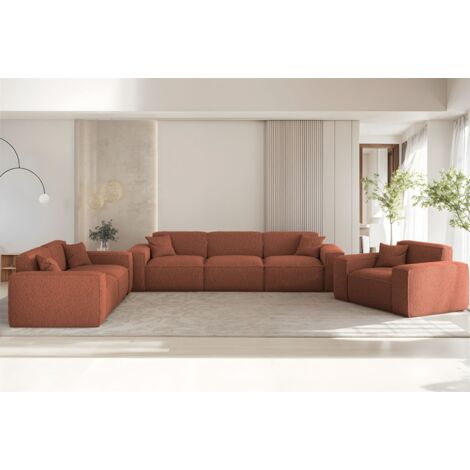 Sofaset Designersofa CELES PREMIUM 3-2-1 in Stoff Sven Rostbraun