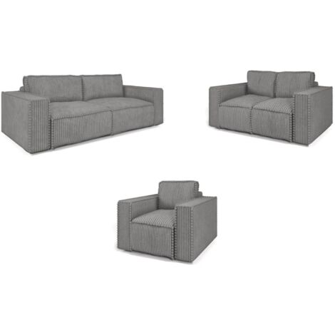 Sofaset Designersofa VAJANA 3-2-1 Stoff Tilia Grau