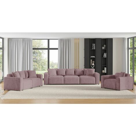 Sofaset Designersofas MEGAN 3-2-1 in Stoff Poso Altrosa
