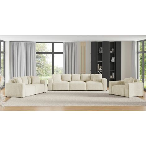 Sofaset Designersofas MEGAN 3-2-1 in Stoff Poso Creme