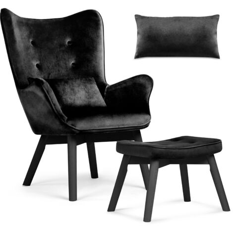 Sofatel Norse schwarzer Sessel mit Fußhocker