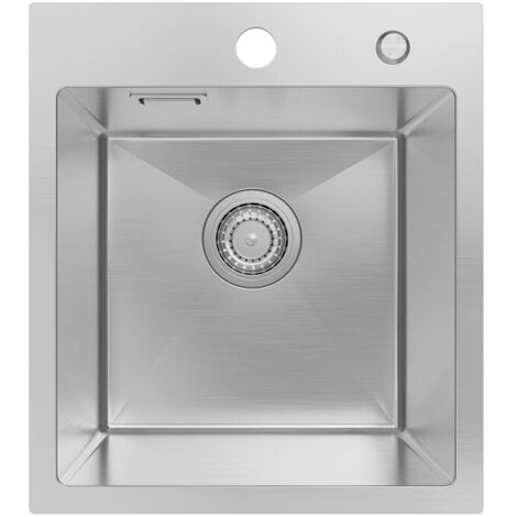 Sofetiy Max Évier de cuisine en acier inoxydable, 40 x 45 cm, évier à encastrer, évier à poser, brossé