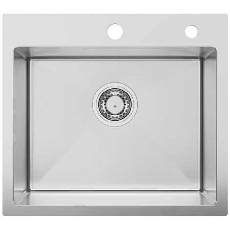 Sofetiy Max Évier de cuisine en acier inoxydable, 50 x 45 cm, évier à encastrer, évier à poser, brossé