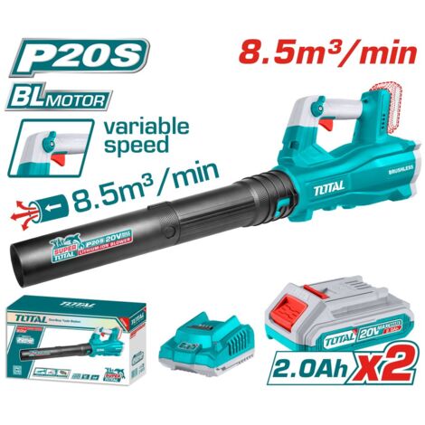Soffiatore a batteria professionale 20V 8.5 mc/min 144 km/h con 2 Batterie 2Ah