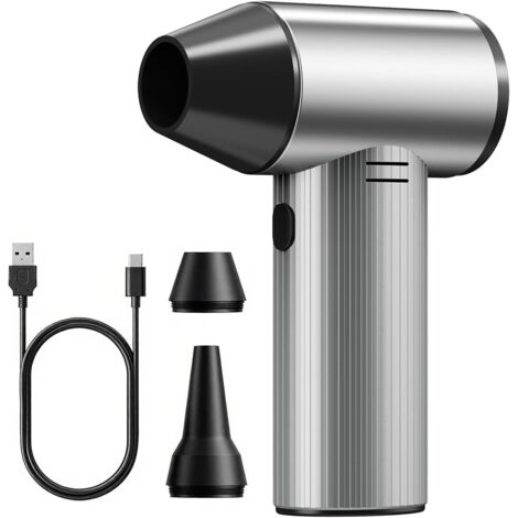 Soffiatore ad aria compressa da 90000 giri/min - Motore brushless silenzioso, ventola con batteria USB-C da 2500 mAh, aria secca a 3 velocità, potente mini ventola senza fili per la pulizia di PC/auto