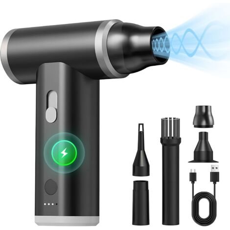 Soffiatore ad aria compressa, potente aspiratore elettrico da 50000 giri/min con 4 ugelli, spolverino ad aria compressa per la pulizia di PC, divani, auto, ventilatori a batteria