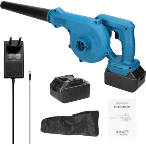 Soffiatore/aspiratore per foglie senza fili da 21 V, 98 m/s, 5,8 kPa, aspiratore per foglie con sacchetto raccoglipolvere, funzione 2 in 1 di soffiaggio e aspirazione per la manutenzione del giardino.