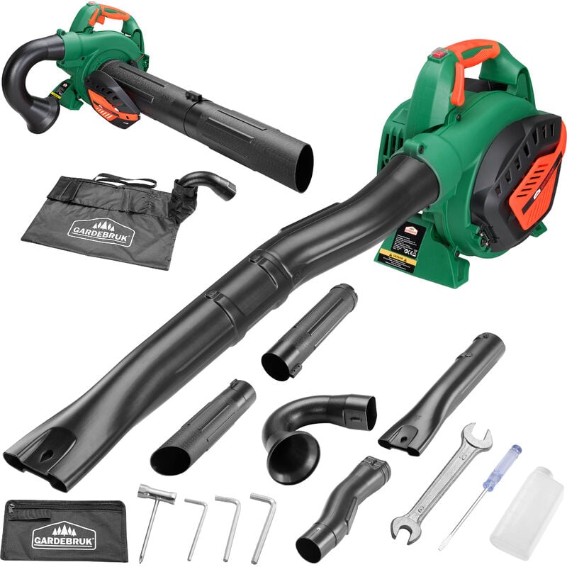 Gardebruk - Soffiatore per foglie 3 in 1 benzina 7000 rpm incl. sacchetto di raccolta 45L set di utensili trituratore aspirapolvere da giardino