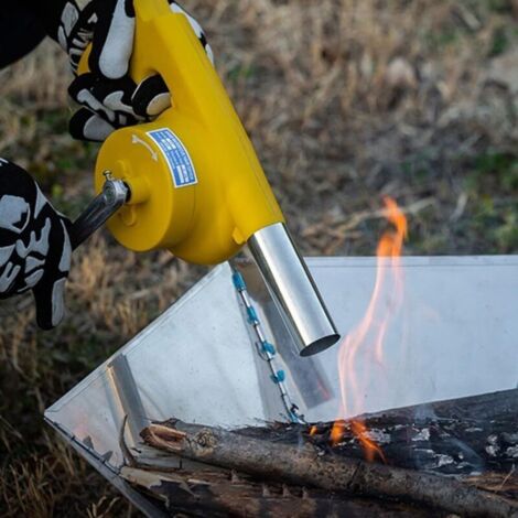 Soffiatore manuale per barbecue con lama in metallo. Strumento essenziale per accendere il fuoco (Giallo (ingranaggio in metallo))
