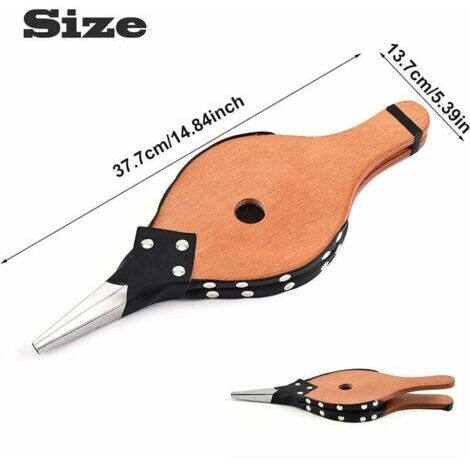 Soffiatore per camino in legno e pelle sintetica – Dimensioni 37,7 x 13,7 cm – Per accendere e mantenere il fuoco – Per uso interno ed esterno – 7 cm x 17