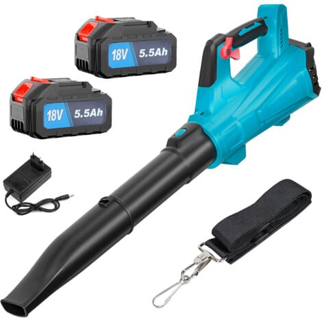 PEDONY Soffiatore per foglie senza spazzole e senza fili 425-510 CFM, velocità variabili per soffiare foglie, polvere, neve, 2 batterie da 5,5 A + caricabatteria, compatibile con batterie Makita
