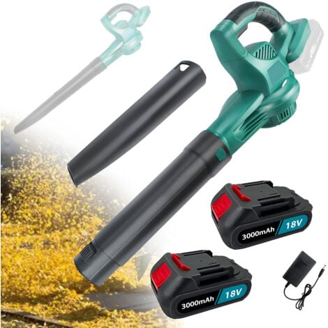 TEETOK Soffiatori elettrici per foglie, soffiatore d'aria senza fili, pulitore per la casa, 2 batterie da 3000 mAh + caricabatteria, compatibile con batteria Makita