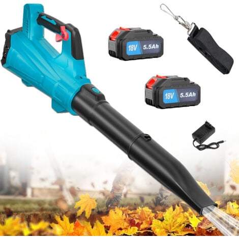 PEDONY Soffiatori elettrici per foglie, soffiatori d'aria senza fili senza spazzole, soffiatori da giardino, soffiatori da neve, 6 velocità, 2 batterie 5,5A + caricabatteria, compatibili con batterie Makita