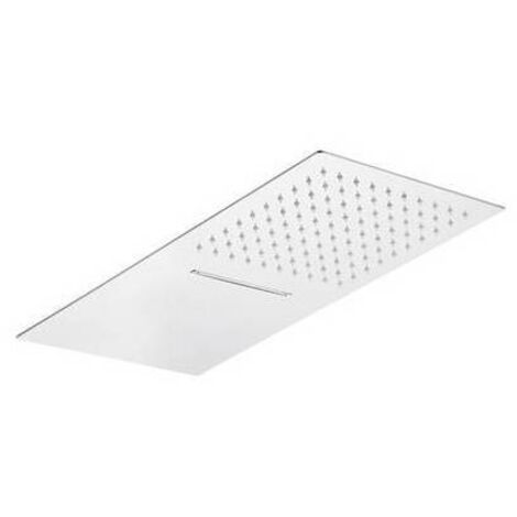 SOFFIONE 2 GETTI RETTANGOLARE ULTRA PIATTO ACCIAIO INOX Misura: mm 500x220x3