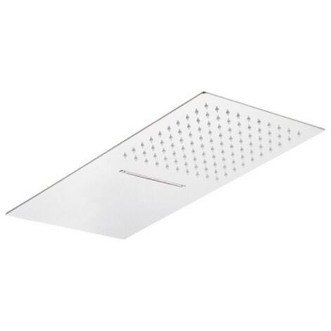 SOFFIONE 2 GETTI RETTANGOLARE ULTRA PIATTO ACCIAIO INOX mm 500x250x3