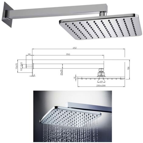 Soffione Cosmo 230 x 230 mm in ottone con braccio doccia 1/2"MM. H69597H00030009