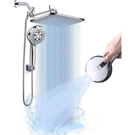 Soffione doccia a pioggia ad alta pressione da 14" con doccetta portatile e soffione doccia combinato con tubo lungo con 9 modalità di soffione doccia e braccio di estensione regolabile CP