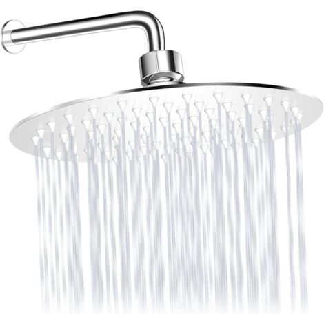 Soffione doccia a pioggia, rotondo da 20 cm, in acciaio inox 304 con gel di silice anti-intasamento