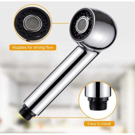 Soffione doccia a risparmio idrico per rubinetto da cucina, soffione doccia da cucina con attacco universale da 1/2", ricambio, per miscelatore, rubinetto da cucina, cromato