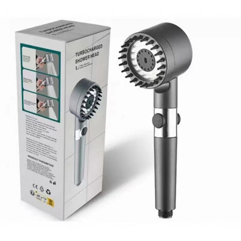 Soffione doccia ad alta pressione con tubo flessibile da 1,5 m, soffione doccia di ricambio con supporto per doccetta senza foratura, con 5 filtri