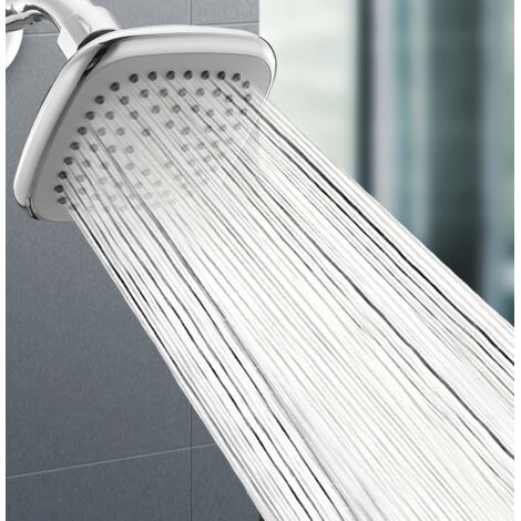 Soffione doccia ad alta pressione, effetto pioggia, 5 modalità, a risparmio idrico, con ugello autopulente, per hotel e appartamenti (grigio)