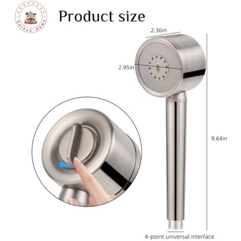 Soffione doccia ad alta pressione in acciaio inox 304, soffione doccia anticalcare, soffione doccia e doccetta, 3 tipi di risparmio idrico, grigio
