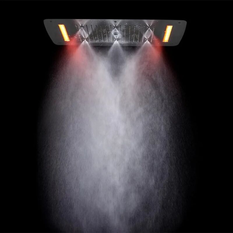Soffione Doccia Ad Incasso Rettangolare 42x72 Con 4 Getti E Luci Led