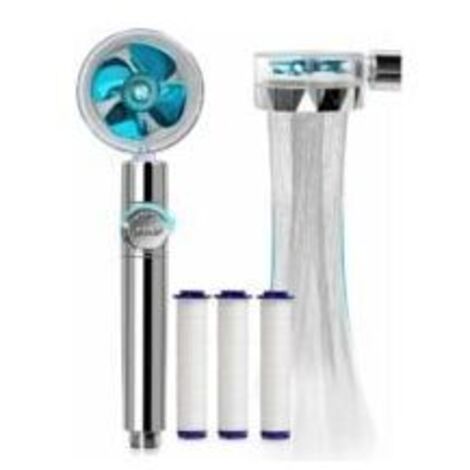Soffione doccia anticalcare KZQ a risparmio idrico, soffione doccia ad elica ad alta pressione, sistema di filtraggio a tre livelli con 5 filtri in cotone PP sostituibili
