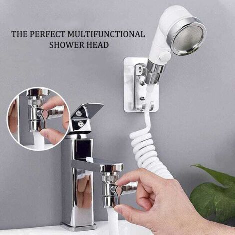 Soffione doccia antiurto, set doccia regolabile per rubinetto del bagno - doccetta con attacco rapido, tubo flessibile staccabile