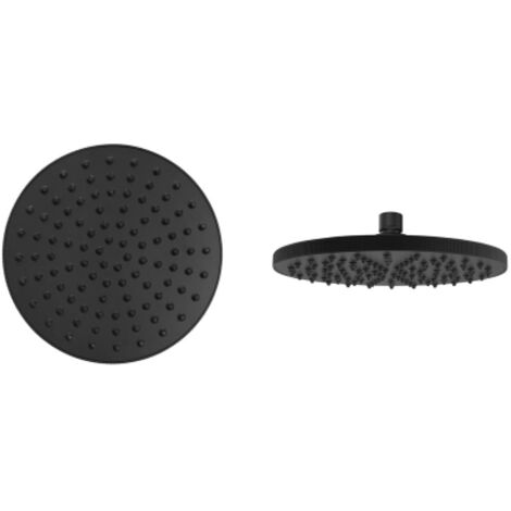 Soffione doccia cefalu monogetto in ABS 250mm finitura nero opaco con sistema anticalcare per bagno vasca