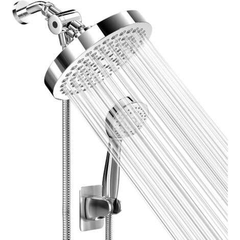 Soffione doccia con combinazione portatile, soffione doccia a pioggia ad alta pressione da 6" con tubo flessibile per vasca portatile da 70" - Soffione doccia girevole regolabile Ugello anti-rovesciam
