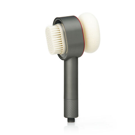 Soffione doccia con filtro, doccetta 3 in 1 con spazzole/spugna per la pulizia, massaggio, alta pressione, set soffione doccia a risparmio idrico per acqua dura (grigio)
