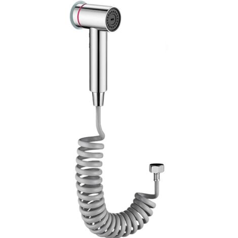 Soffione doccia con tubo flessibile da 2 m, kit bidet per WC ad alta pressione regolabile e portatile, spruzzatore ad alta pressione con filtro e risparmio idrico, accessori per il bagno (argento).