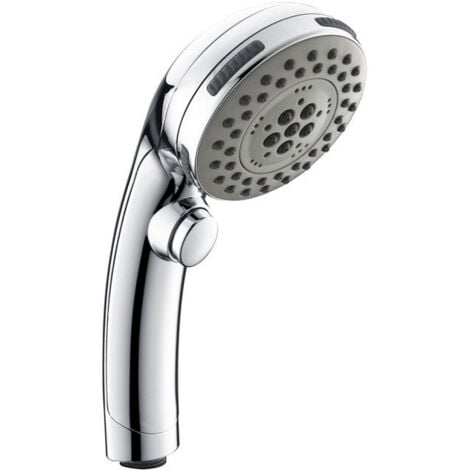 Soffione doccia cromato monopezzo con pulsante di arresto doccetta 5 ugelli a scelta Soffione doccia universale anticalcare Spike - 6,223 cm