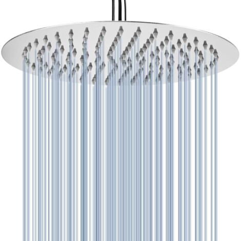 Soffione doccia da 25 cm con montaggio a soffitto - Soffione doccia rotondo ad alta pressione in acciaio inossidabile 304 per una doccia confortevole a bassa pressione dell'acqua - Montaggio a parete 